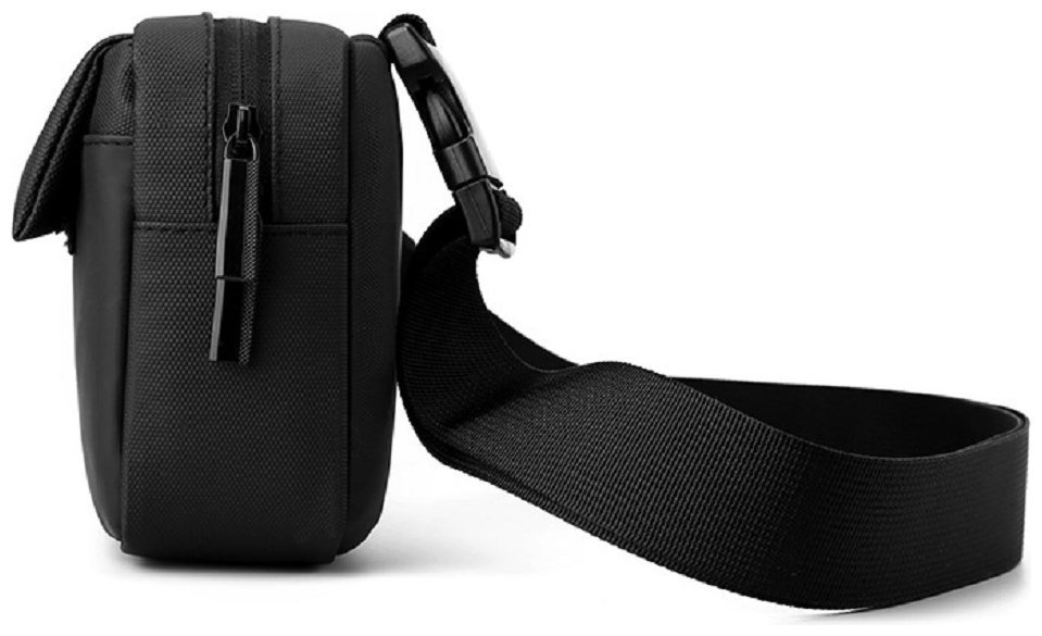 Мужская тканевая сумка на пояс в черном цвете Confident 77474 modnotak фото №9