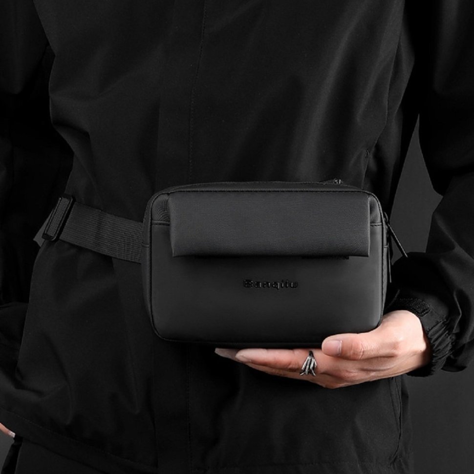 Мужская тканевая сумка на пояс в черном цвете Confident 77474 modnotak фото №13