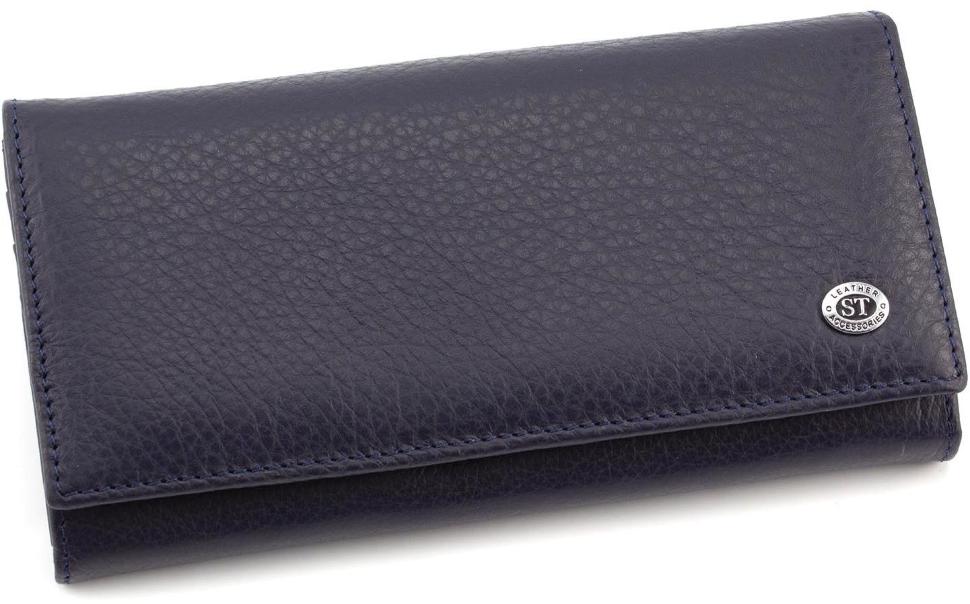 Шкіряний жіночий гаманець темно-синього кольору ST Leather (16538)