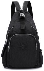 Жіночий просторий текстильний рюкзак чорного кольору на одну блискавку Confident 77574