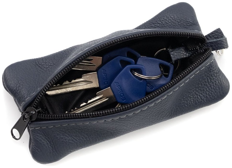 Велика шкіряна ключниця з двома відділеннями синього кольору Leather Collection 97774 фото №6 Велика шкіряна ключниця з двома відділеннями синього кольору Leather Collection 97774 modnotak фото №6