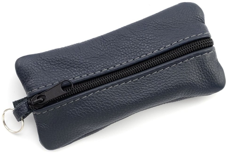 Велика шкіряна ключниця з двома відділеннями синього кольору Leather Collection 97774 фото №1 Велика шкіряна ключниця з двома відділеннями синього кольору Leather Collection 97774 modnotak фото №1