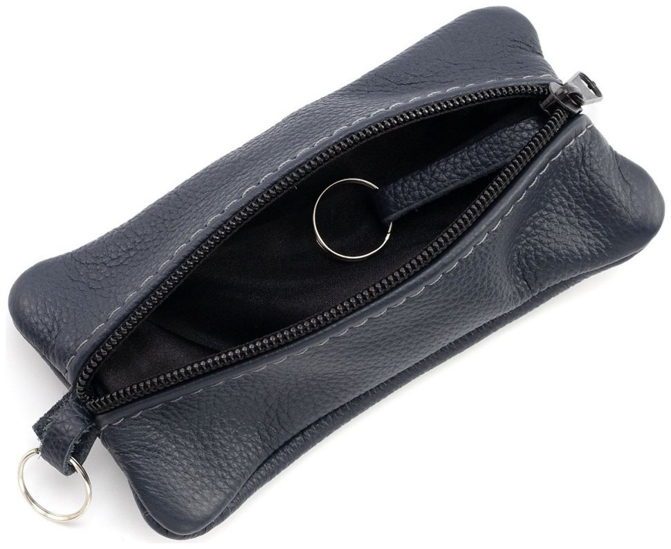 Велика шкіряна ключниця з двома відділеннями синього кольору Leather Collection 97774 фото №5 Велика шкіряна ключниця з двома відділеннями синього кольору Leather Collection 97774 modnotak фото №5