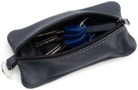 Большая кожаная ключница с двумя отделениями синего цвета Leather Collection 97774