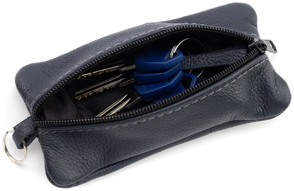 Велика шкіряна ключниця з двома відділеннями синього кольору Leather Collection 97774 фото №2 Велика шкіряна ключниця з двома відділеннями синього кольору Leather Collection 97774 modnotak фото №2