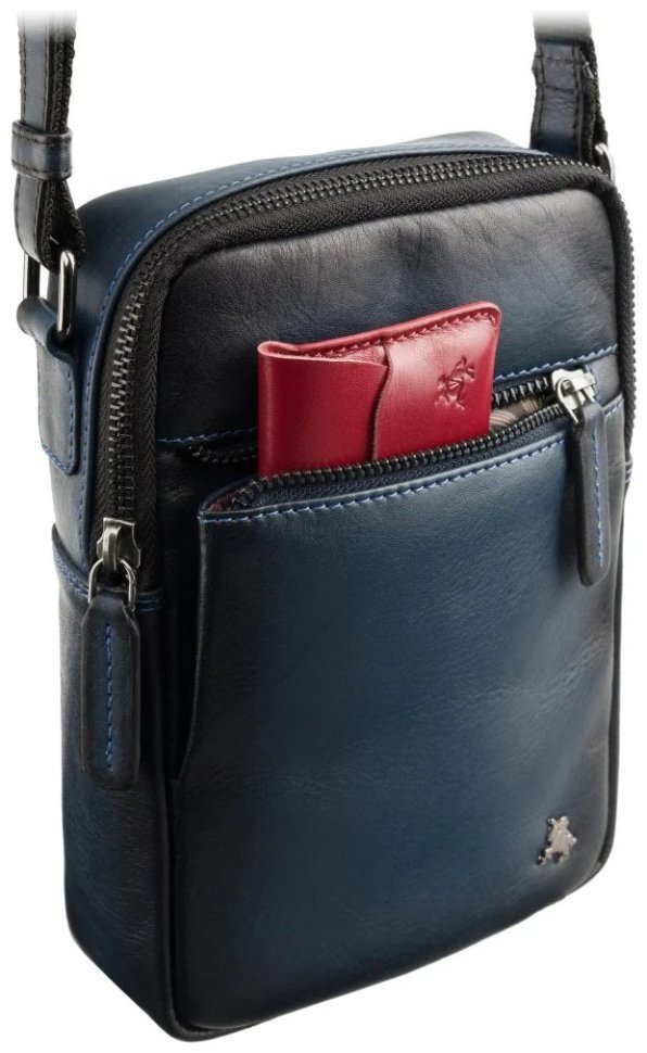 Компактная сумка через плечо из натуральной кожи Visconti AT 43 синего цвета 107974 фото №4 Компактная сумка через плечо из натуральной кожи Visconti AT 43 синего цвета 107974 modnotak фото №4