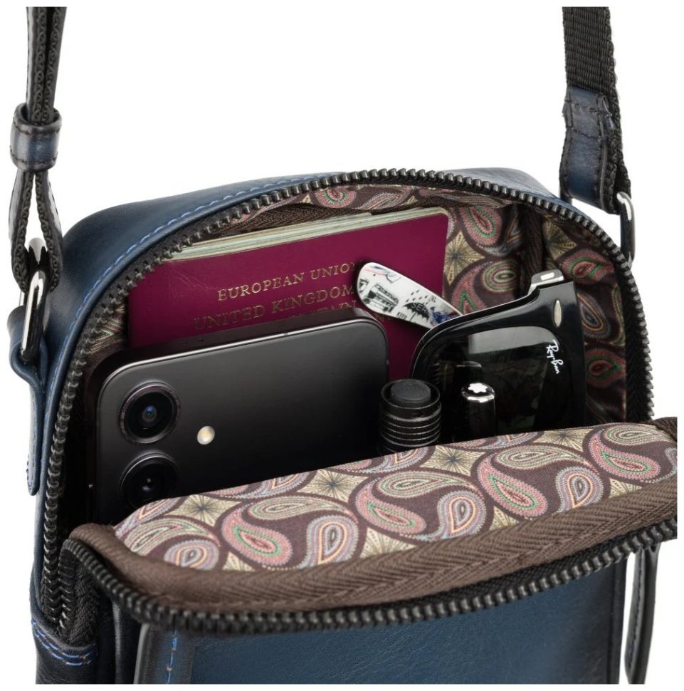 Компактная сумка через плечо из натуральной кожи Visconti AT 43 синего цвета 107974 фото №7 Компактная сумка через плечо из натуральной кожи Visconti AT 43 синего цвета 107974 modnotak фото №7