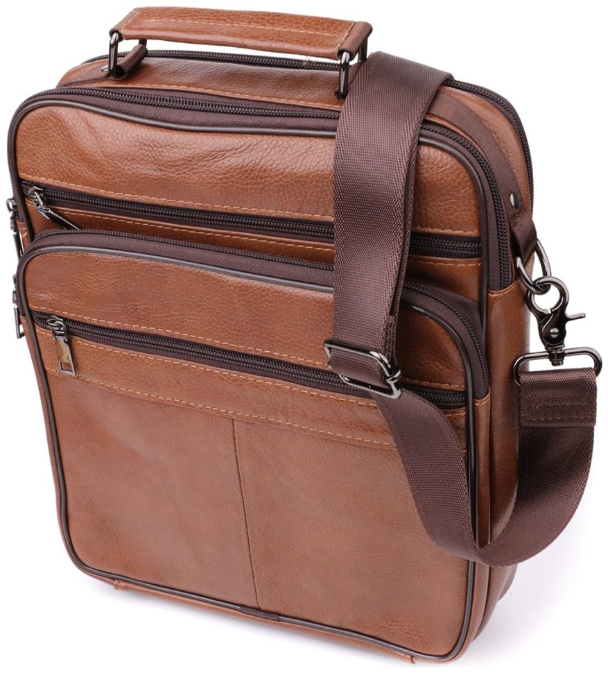 Мужская сумка барсетка из кожи на каждый день с ручкой для носки Vintage 98174 коричневого цвета modnotak фото №1