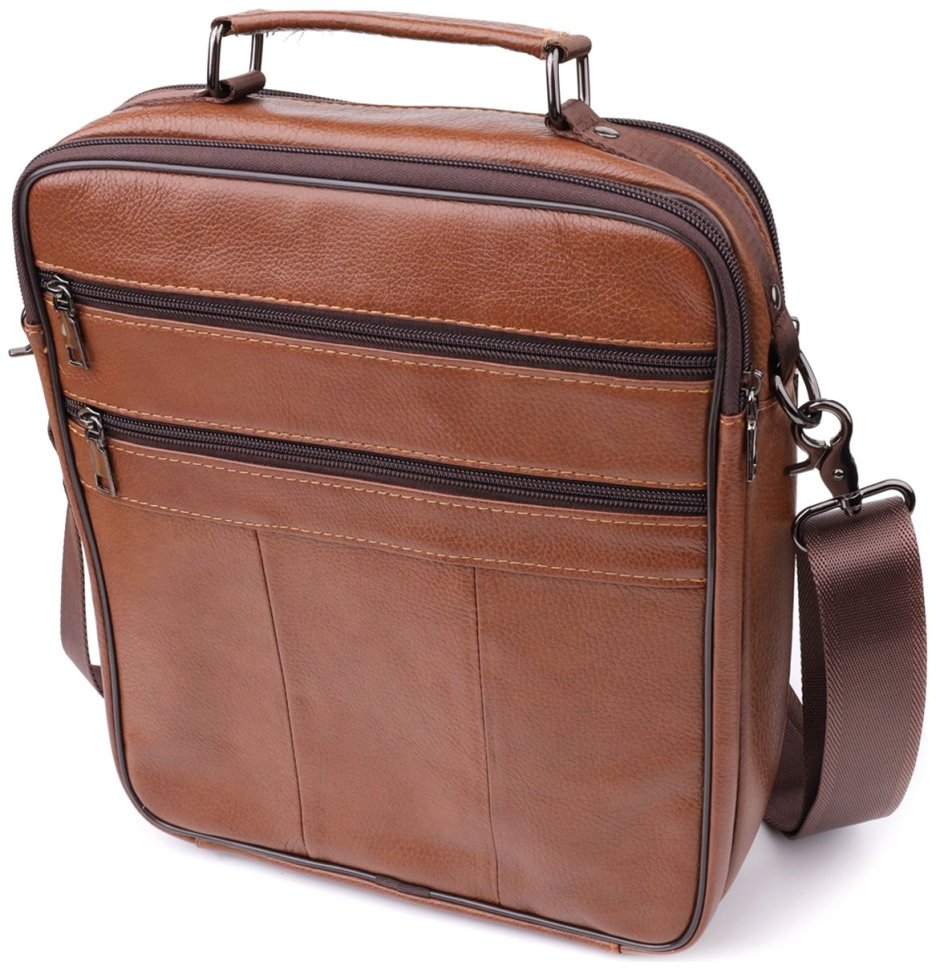 Мужская сумка барсетка из кожи на каждый день с ручкой для носки Vintage 98174 коричневого цвета modnotak фото №2