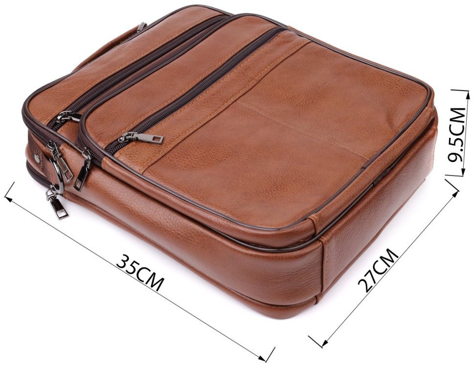 Мужская сумка барсетка из кожи на каждый день с ручкой для носки Vintage 98174 коричневого цвета modnotak фото №3