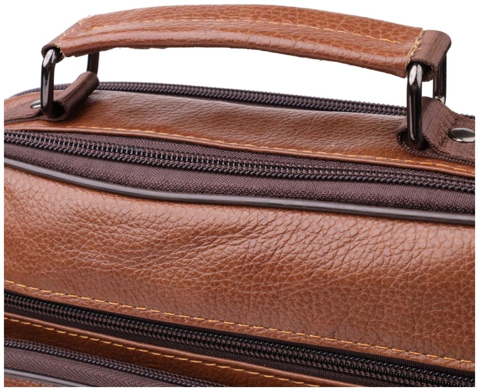 Мужская сумка барсетка из кожи на каждый день с ручкой для носки Vintage 98174 коричневого цвета modnotak фото №5