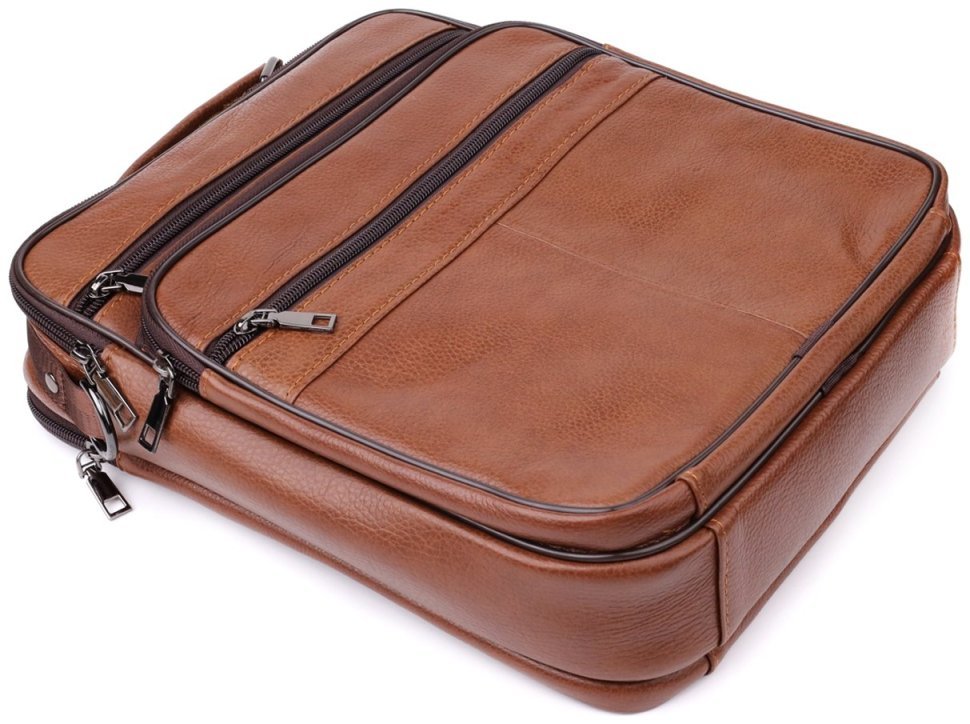 Мужская сумка барсетка из кожи на каждый день с ручкой для носки Vintage 98174 коричневого цвета modnotak фото №6
