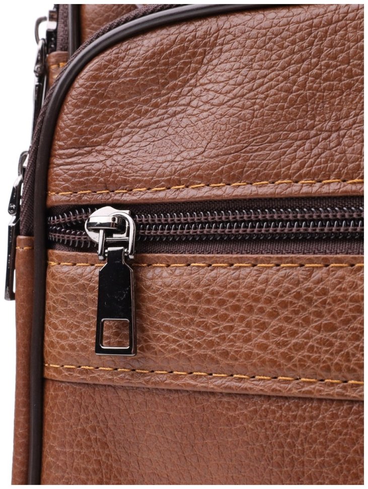 Мужская сумка барсетка из кожи на каждый день с ручкой для носки Vintage 98174 коричневого цвета modnotak фото №7