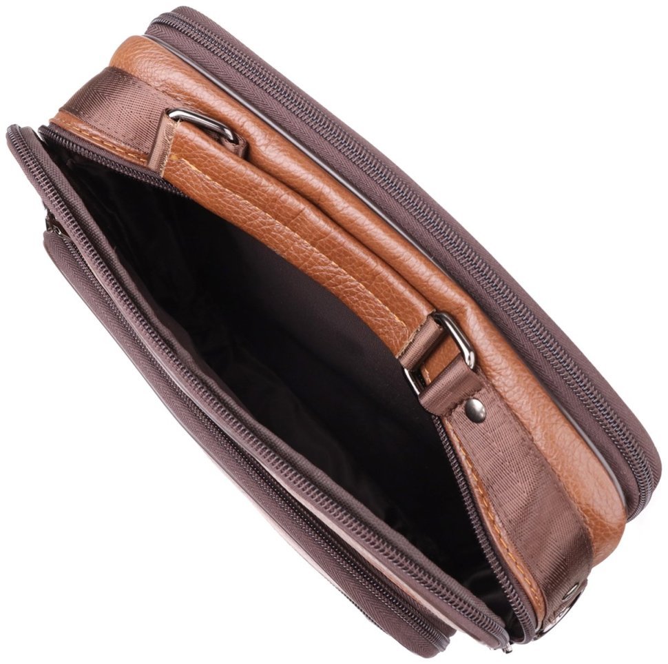 Мужская сумка барсетка из кожи на каждый день с ручкой для носки Vintage 98174 коричневого цвета modnotak фото №8