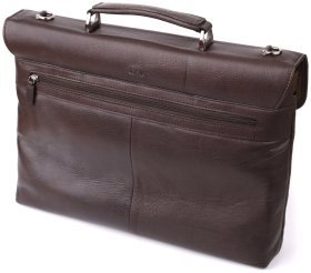 Деловая мужская сумка через плечо из натуральной кожи с отделением для ноутбука Tony Perotti коричневая 108374