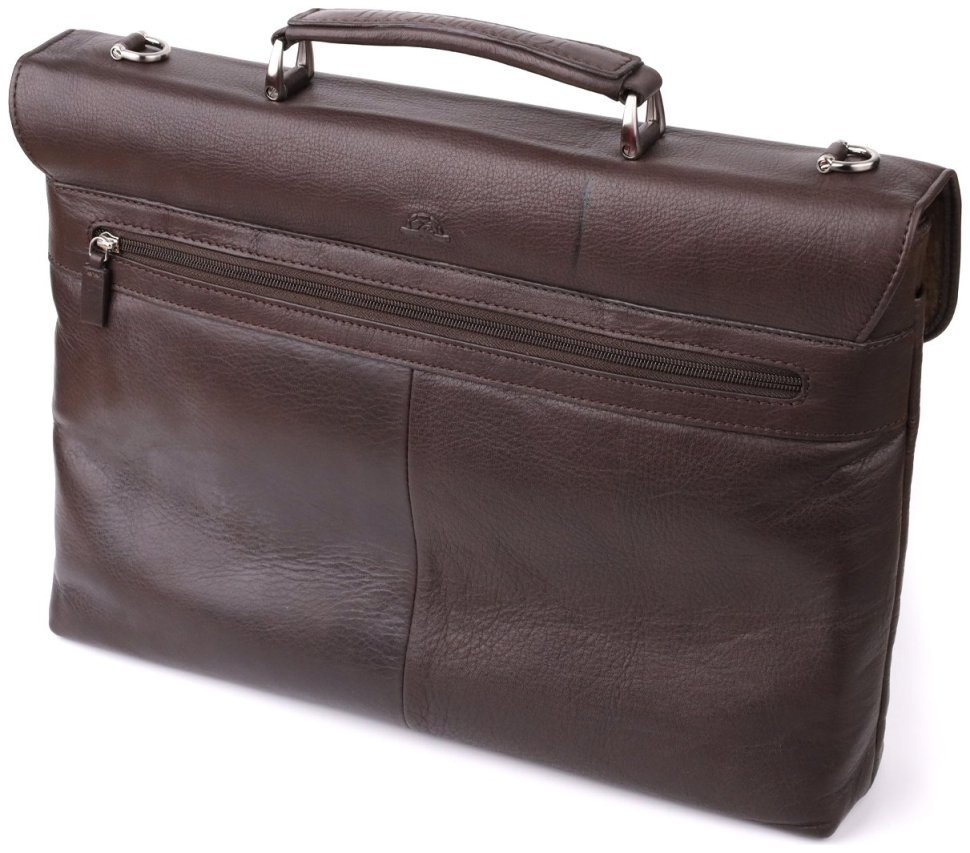 Деловая мужская сумка через плечо из натуральной кожи с отделением для ноутбука Tony Perotti коричневая 108374 modnotak фото №2