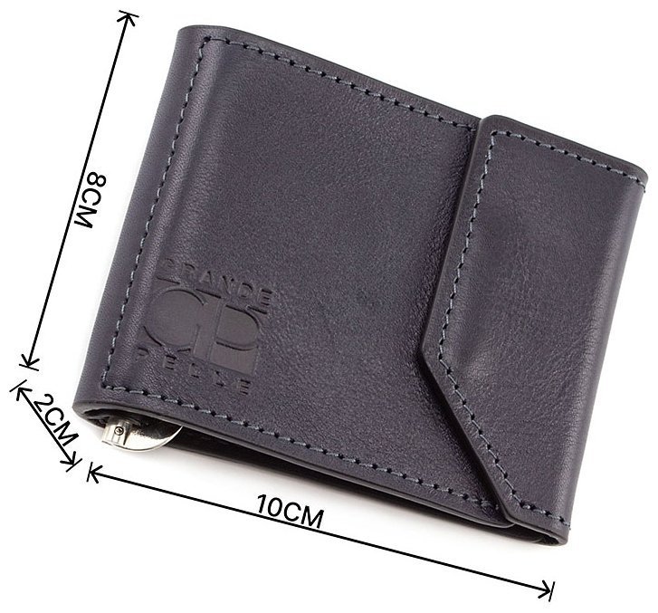 Шкіряний темно-синій затиск для купюр Grande Pelle (13033) modnotak фото №3