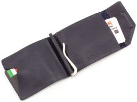 Шкіряний темно-синій затиск для купюр Grande Pelle (13033)