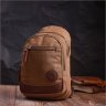 Коричневый мужской слинг-рюкзак из плотного текстиля Vintagе 2422177 - 7