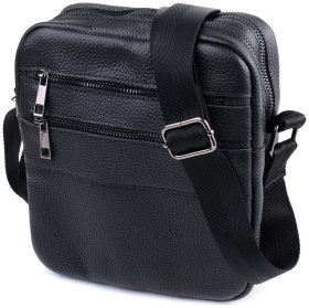 Кожаная мужская сумка мессенджер черного цвета Shvigel 2422847