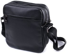 Кожаная мужская сумка мессенджер черного цвета Shvigel 2422847