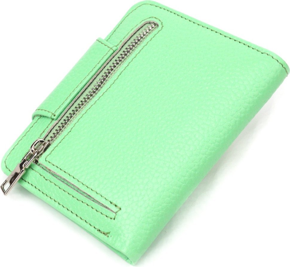 Компактний жіночий гаманець із натуральної шкіри салатового кольору CANPELLINI (2421666)