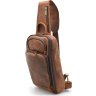Шкіряний вінтажний рюкзак-слінг на одне плече коричневого кольору TARWA (21661) - 1