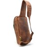 Кожаный винтажный рюкзак-слинг на одно плечо коричневого цвета TARWA (21661) - 4