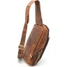 Кожаный винтажный рюкзак-слинг на одно плечо коричневого цвета TARWA (21661) - 5