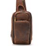 Кожаный винтажный рюкзак-слинг на одно плечо коричневого цвета TARWA (21661) - 8