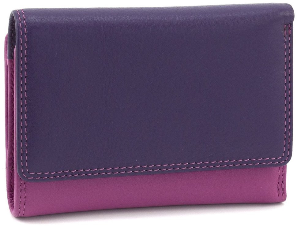 Кожаный женский кошелек фиолетового-розового цвета с монетницей Visconti Biola 68874
