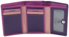 Шкіряний жіночий гаманець фіолетового-рожевого кольору з монетницею Visconti Biola 68874