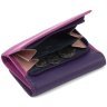 Кожаный женский кошелек фиолетового-розового цвета с монетницей Visconti Biola 68874 - 5