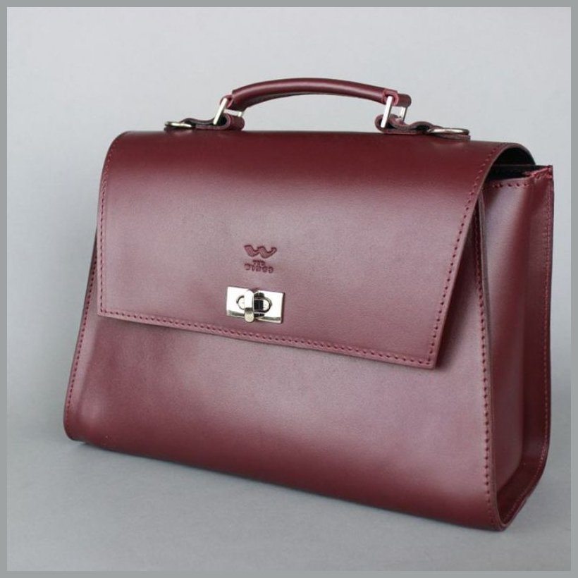 Женская кожаная бордовая сумка с плечевой лямкой BlankNote Classic 78974