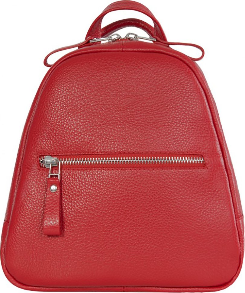 Червоний жіночий рюкзак маленького розміру з натуральної шкіри на блискавці Issa Hara (27086)