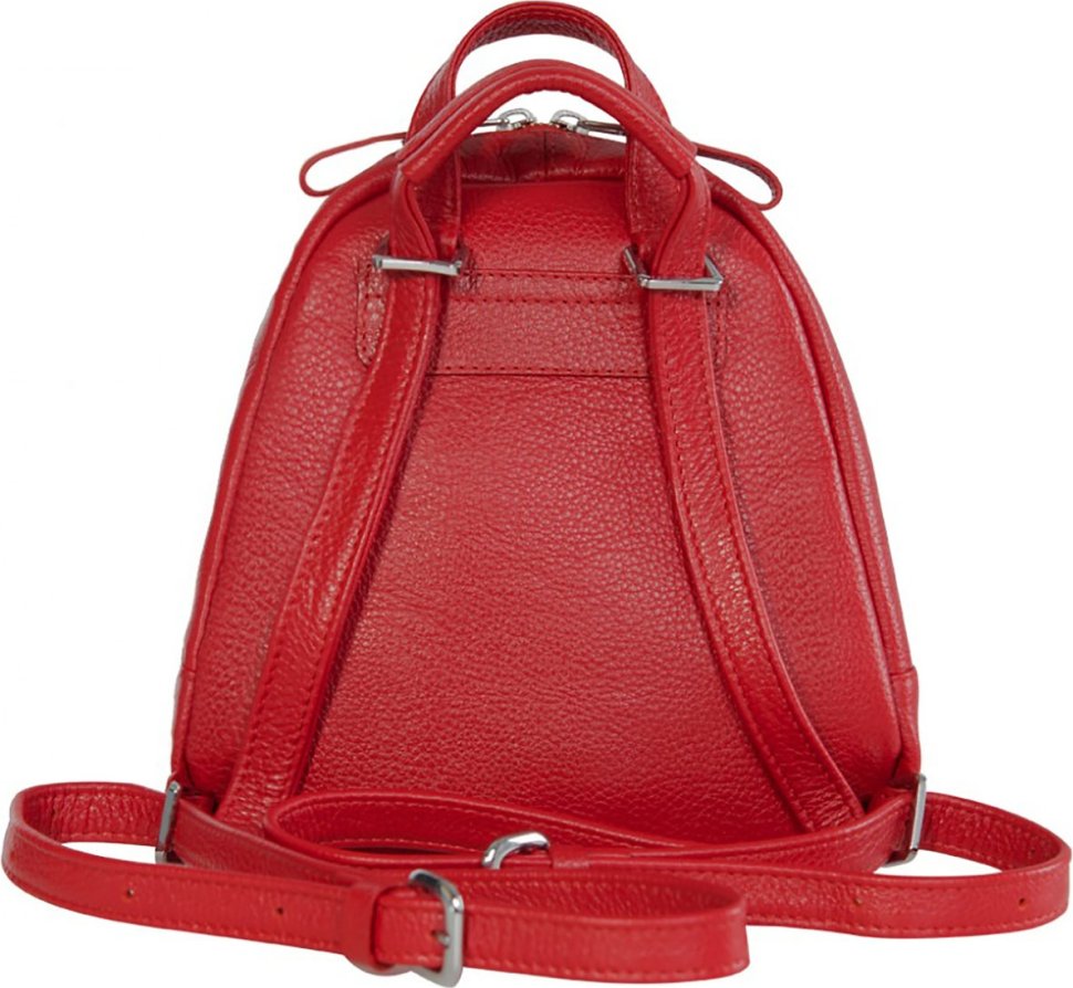 Красный женский рюкзак маленького размера из натуральной кожи на молнии Issa Hara (27086)