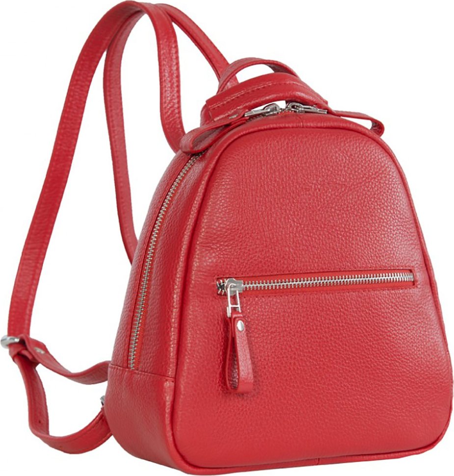 Червоний жіночий рюкзак маленького розміру з натуральної шкіри на блискавці Issa Hara (27086)