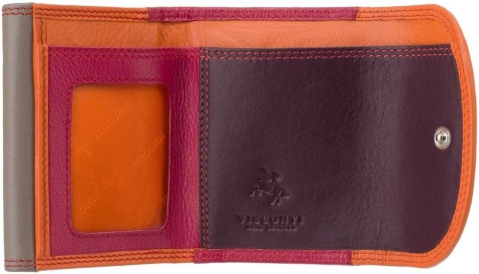 Різнокольоровий жіночий гаманець маленького розміру з натуральної шкіри RFID - Visconti Zanzibar 69174