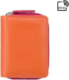 Маленький женский кошелек из натуральной кожи оранжево-розового цвета с автономной монетницей Visconti Hawaii 69274