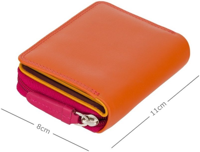 Маленький жіночий гаманець із натуральної шкіри оранжево-рожевого кольору з автономною монетницею Visconti Hawaii 69274
