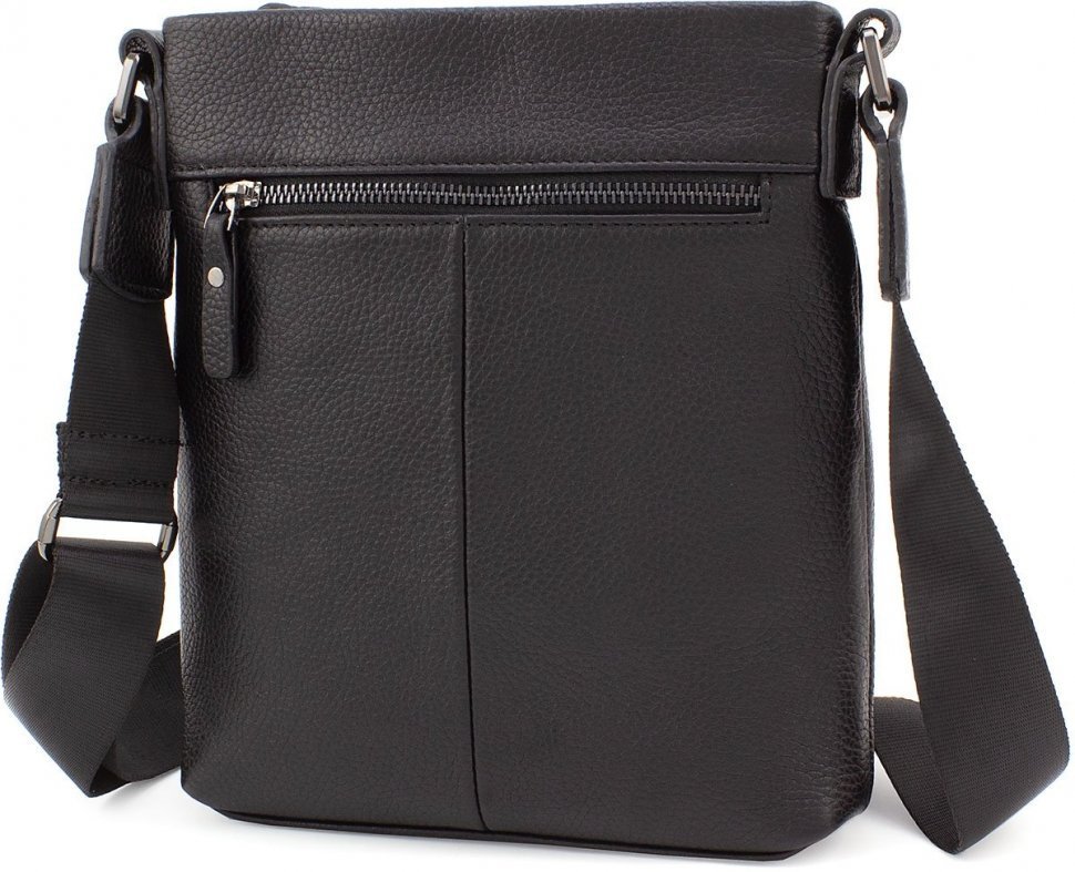 Шкіряна чоловіча сумка-планшет вертикального формату в чорному кольорі ST Leather (15477)