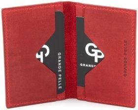 Красный маленький картхолдер из натуральной кожи Grande Pelle (15437)