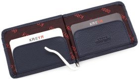 Темно-синий зажим для купюр компактного размера из натуральной кожи KARYA (15512)