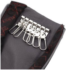 УЦЕНКА!! Серая ключница из натуральной кожи гладкого типа на два отделения KARYA 69774