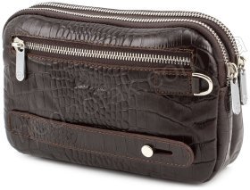Коричневый мужской клатч с тиснением под рептилию KARYA (0212-57)