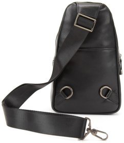 Чоловіча сумка рюкзак через плече зі шкіри Tavinchi 90775 Чорна