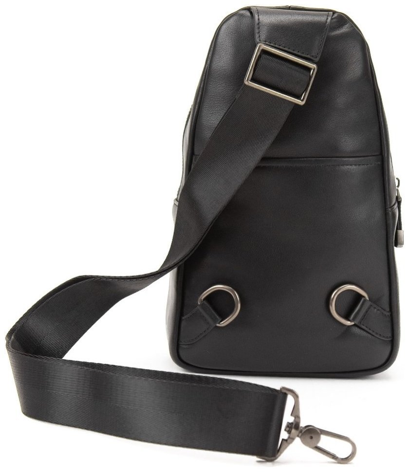 Мужская сумка рюкзак через плече из кожи Tavinchi 90775 Черная modnotak фото №2