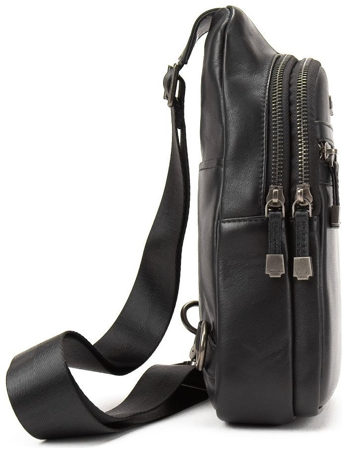 Мужская сумка рюкзак через плече из кожи Tavinchi 90775 Черная modnotak фото №4