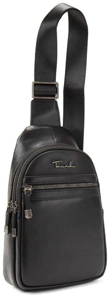 Мужская сумка рюкзак через плече из кожи Tavinchi 90775 Черная modnotak фото №5