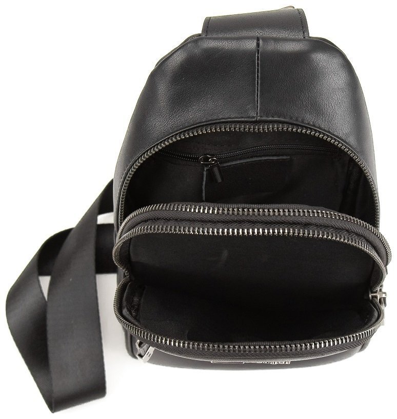 Мужская сумка рюкзак через плече из кожи Tavinchi 90775 Черная modnotak фото №6